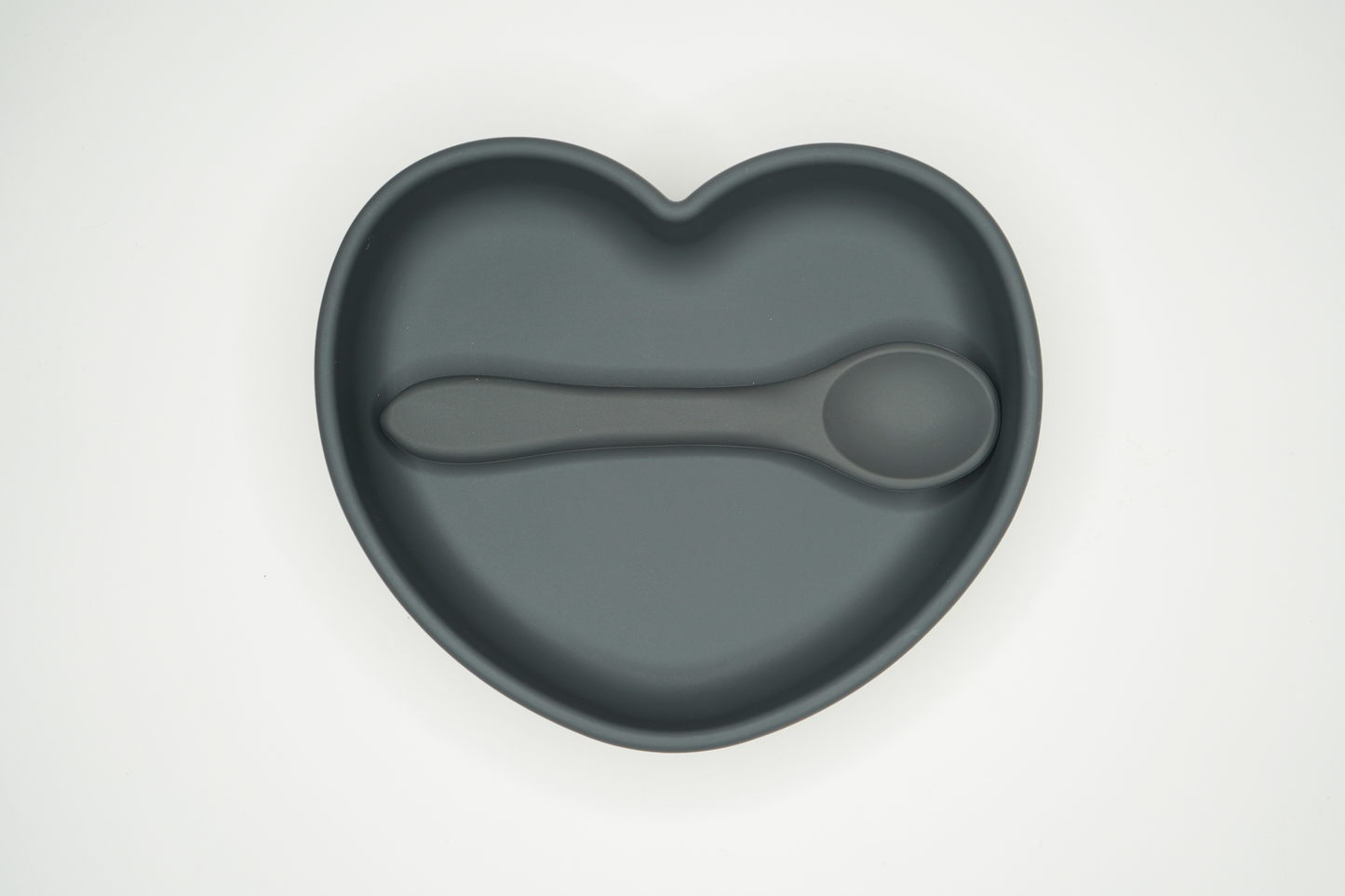 Heart Shaped silicone baby bowl with suction and matching spoon