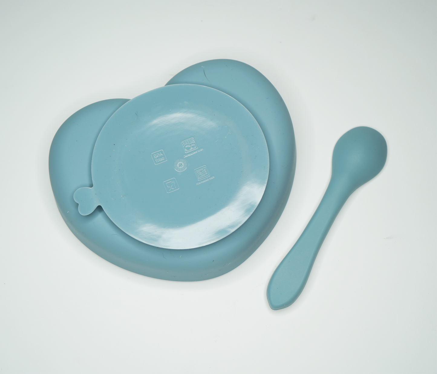 Heart Shaped silicone baby bowl with suction and matching spoon